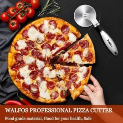 WALFOS 1db/2db rozsdamentes acél pizzavágó Professzionális pizzavágó kerék csúszásgátló fogantyúval pizza gofri sütihez