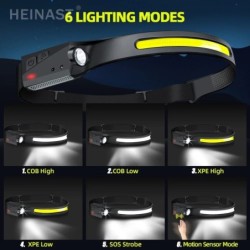 LED érzékelős fejlámpa beépített akkumulátor USB újratölthető fejes zseblámpa fényszóró LED fejlámpa kemping horgász keresőlámpa