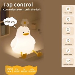 Aranyos kacsa Led éjszakai lámpa USB újratölthető éjszakai lámpák szilikon lámpa érintés kapcsoló gyerek gyerek hálószoba dekorá