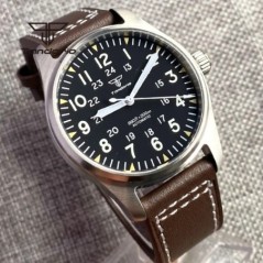 Tandorio 39mm NH35A 20bar Automatic Dive Pilot férfi karórák zafír üveg zöld világító számlap bőr szíj csavaros korona