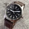 Tandorio 39mm NH35A 20bar Automatic Dive Pilot férfi karórák zafír üveg zöld világító számlap bőr szíj csavaros korona