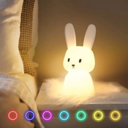 Éjszakai lámpa gyerekszobának Aranyos nyuszi lámpa Ajándékok óvodás lányoknak fiúknak tipegő Kawaii szoba dekoráció USB szilikon