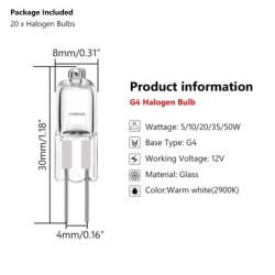 20db/Szett 5W 10W 20W 35W 50W Energy G4 12V Izzók beltéri világítás JC Bi-Pin LED kristálygömb lámpa 2900K halogén meleg