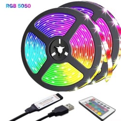 Led USB szalagos lámpa 5M színváltó 5050 RGB LED rugalmas lámpák 24 kulccsal gyerekeknek játékterem otthoni party TV háttérvilág