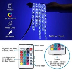 Led USB szalagos lámpa 5M színváltó 5050 RGB LED rugalmas lámpák 24 kulccsal gyerekeknek játékterem otthoni party TV háttérvilág