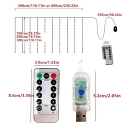 1db USB 3x3/3*2/3*1 LED függöny hálószoba lámpák karácsonyi füzér tündérfény esküvői otthoni hálószoba dekoráció világítás