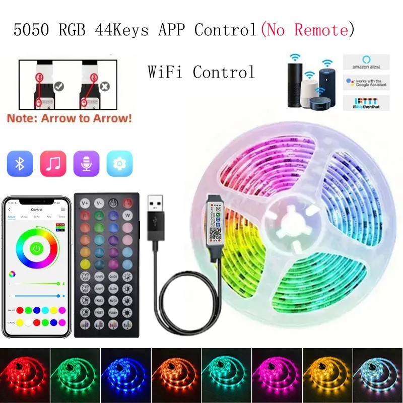 USB 1-30M LED fénycsík RGB 5050 Bluetooth Wifi APP Control Luces Led Light Strip Lighting Music Sync Party PC TV Living R