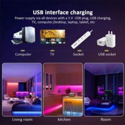 USB 1-30M LED fénycsík RGB 5050 Bluetooth Wifi APP Control Luces Led Light Strip Lighting Music Sync Party PC TV Living R