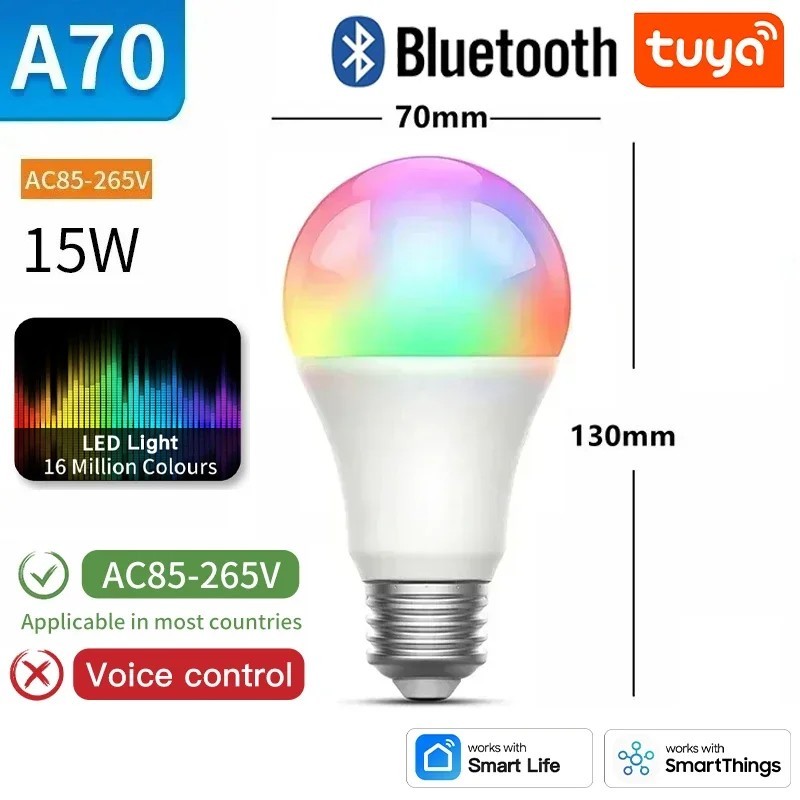 TNCE Tuya E27 izzó WIFI Zigbee Bluetooth, szabályozható fényű LED lámpa 2700-6500k RGB, Smart Life APP, hang Alexa Google Home s