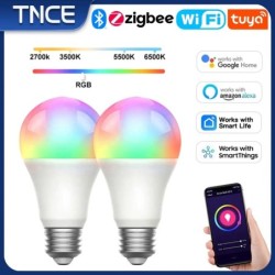 TNCE Tuya E27 izzó WIFI Zigbee Bluetooth, szabályozható fényű LED lámpa 2700-6500k RGB, Smart Life APP, hang Alexa Google Home s