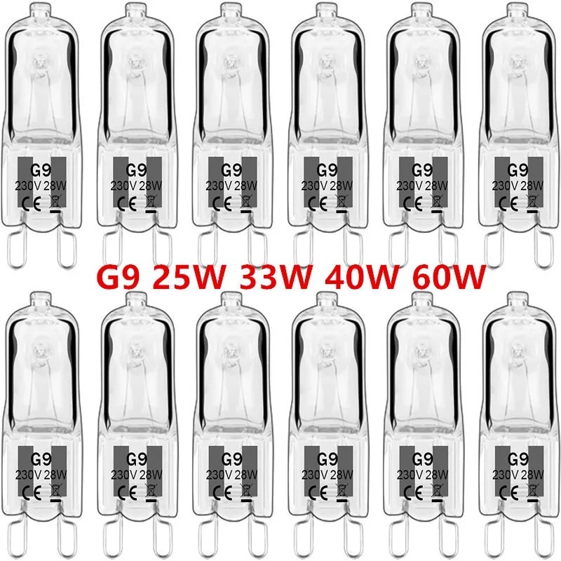 10 DB G9 20W 25W 33W 40W 60W Eco halogén izzók kapszula LED lámpa izzók behelyezett gyöngyök kristály lámpa halogén izzó 220V 2