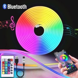 DC5V RGB neon LED szalag Bluetooth alkalmazás 24 gombos távirányító vízálló neon szalaglámpával RGB szalag TV-hez otthoni kültér