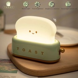 BANDIAN Toast rajzfilm LED éjszakai fény aranyos lakberendezés Kawaii kenyér asztali lámpák éjszakai hordozható lámpák időzítőve