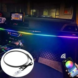 64 szín USB autós LED környezeti fény akril csíkok műszerfali lámpák RGB autóbelső rejtett alkalmazás távirányító légköri lámpa