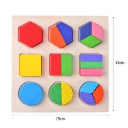 Fából készült geometriai formák Montessori rejtvények rendezése matematikai téglák óvodai tanulási oktatási játék Baba kisgyerme