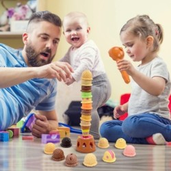 Gyerekek ételszimuláció Konyhai játék Fagylalt Felhalmozva Játék Gyerekek színlelőjátékok Oktatójátékok babaajándékoknak