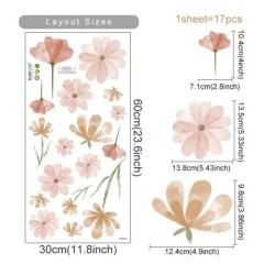 Boho Flowers fali matricák akvarell hálószoba nappali lakberendezési művészet környezetbarát eltávolítható matricák PVC falfestm