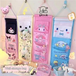 Lovely Kawaii Sanrio Cinnamoroll My Melody Tárolótáska Rajzfilm Kuromi Különféle akasztós fali táska Lányoknak otthoni szervezőt