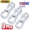 NNBILI 1-3PCS 10A 100W Type C szupergyors töltőkábel adatkábel Samsung Huawei Xiaomi Redmi gyorstöltő USB C kábelekhez