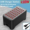 USB töltő 10 15 20 25 30 portok HUB 150 W univerzális fali asztali gyorstöltő állomás dokkoló mobiltelefonhoz tápadapter