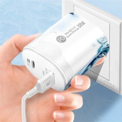 Tatal 38W fali töltő gyorstöltő PD20W Power3.0 gyorstöltő adapter USB Type C kábellel Xiaomi iPhone Samsung telefonhoz