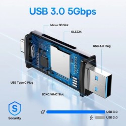 Baseus kártyaolvasó USB C és USB3.0 – SD Micro SD TF memóriakártya eszköz 104 MB/s 2 TB intelligens kártyaolvasó laptop tartozék