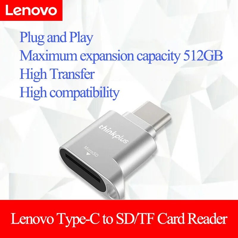 Lenovo Micro SD kártyaolvasó, USB C - SD kártyaolvasó, C típusú TF memóriakártya olvasó USB C - USB adapterrel