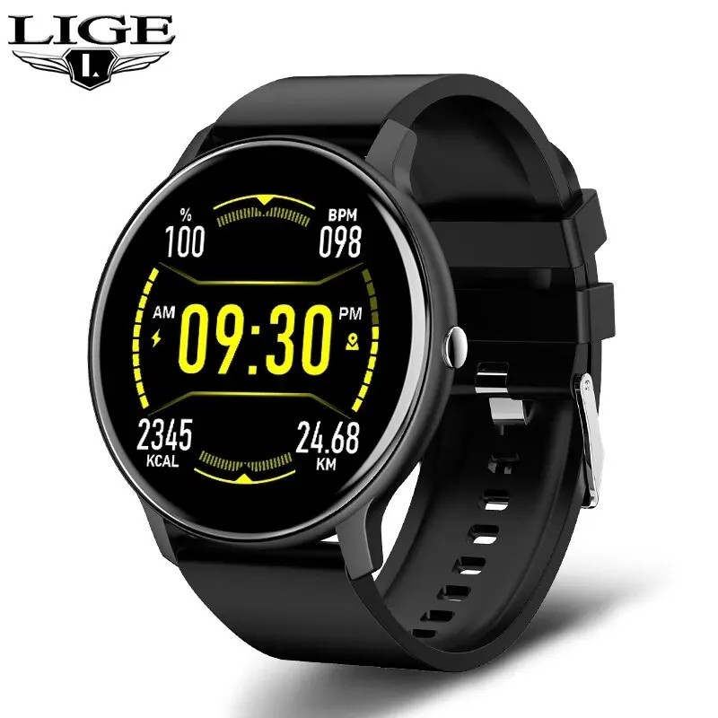 LIGE Smart Watch Férfi Női Teljes érintőképernyős Sport Fitness Watch Man IP67 Vízálló Bluetooth Android IOS Okosóra Férfi