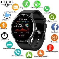 LIGE Smart Watch Férfi Női Teljes érintőképernyős Sport Fitness Watch Man IP67 Vízálló Bluetooth Android IOS Okosóra Férfi