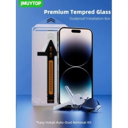 Prémium képernyővédő fólia iPhone 16 15 14 13 12 11 Pro Max edzett üveg teljes fedélhez, egyszerűen telepíthető automatikus pore