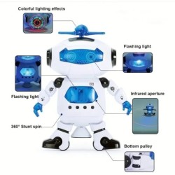 Gyerek robot forgó táncjátékok zenével LED fénnyel Elektronikus sétajátékok fiúknak Lányoknak Születésnapi karácsonyi ajándék