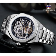 Forsining alkalmi automata óra 3D gyémánt csontváz üreges férfi karórák világító katonai órák Tourbillon Montre Homme