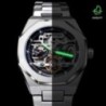 Forsining alkalmi automata óra 3D gyémánt csontváz üreges férfi karórák világító katonai órák Tourbillon Montre Homme