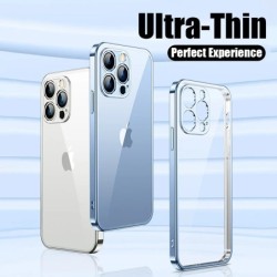 Luxus átlátszó tok iPhone 14 13 12 11 15 Pro Max Mini Square Puha Szilikon X XR XS Max 8 7 Plus átlátszó hátlaphoz