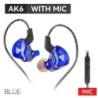 QKZ AK6 Vezetékes fejhallgató Dual Drive HiFi fülhallgató mikrofonnal 3,5mm Sport Futó Zene Fülhallgató Basszus Sztereó Headset 