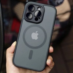 Mágneses luxus matt áttetsző páncél ütésálló tok iPhone 15 14 13 12 11 16 Pro Max Plus Magsafe vezeték nélküli töltőfedélhez