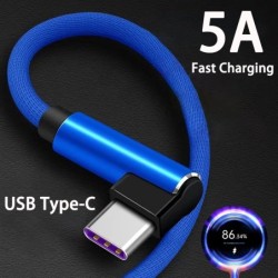 5A gyorstöltő C típusú kábel 90 fokos könyökkábel USB C kábel játékhoz Samsung Xiaomi Redmi Honor telefontöltő USB kábel