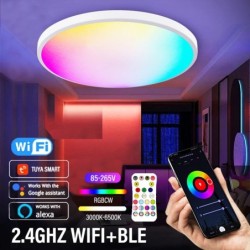 Intelligens WIFI LED kerek mennyezeti lámpa RGBCW Tuya APP szabályozható, kompatibilis az Alexa Google Assistant for Bedroom szo