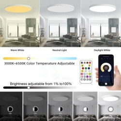 Intelligens WIFI LED kerek mennyezeti lámpa RGBCW Tuya APP szabályozható, kompatibilis az Alexa Google Assistant for Bedroom szo