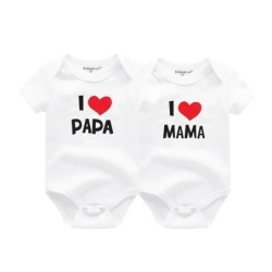 Kiddiezoom 2 db/Lot Four Seasons I love Papa Mama Newborn Boy Girl Body Puha 100% Pamut Babanadrág Ikerruhák