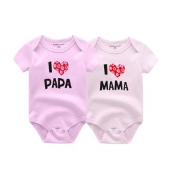 Kiddiezoom 2 db/Lot Four Seasons I love Papa Mama Newborn Boy Girl Body Puha 100% Pamut Babanadrág Ikerruhák