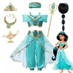 Disney jázmin hercegnő ruha születésnapi buli farsangi cosplay Aladdin Agic lámpa lány jelmez Vestidos Halloween ruha szett