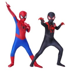 Fiúk Lányok Pókember jelmez Szuperhős Jumpsuit Miles Morales Pókember Cosplay Zentai Body 3D stílusú Halloween ruhák