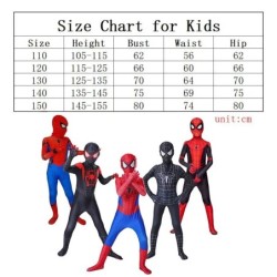 Fiúk Lányok Pókember jelmez Szuperhős Jumpsuit Miles Morales Pókember Cosplay Zentai Body 3D stílusú Halloween ruhák