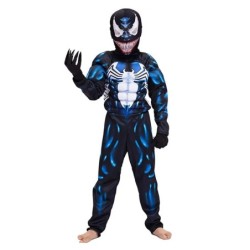 Kids Superhero Black Spider Venom jelmez Szellem jelmez Onesie 3D Spandex Uniszex Jumpsuit Body gyerekeknek Halloween Cosplay