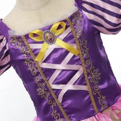 Disney Rapunzel hercegnő ruha lány lila puff ujjú Cosplay kusza jelmez Halloween Vestido gyerekek születésnapi báli ruha ruhák