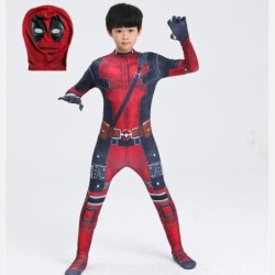 Szuperhős Deadpool jelmez Halloween Cosplay Jumpsuit Boys Fantasy Film karakteres maszk harisnya karddal és táskával ünnepi szet