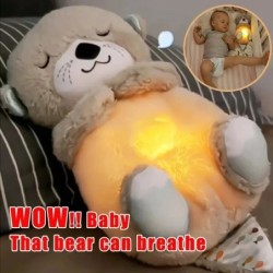 Baby Breath Baby Bear megnyugtatja vidra plüss játék baba játék gyermek nyugtató zene alvás kísérő hang és könnyű baba játék ajá