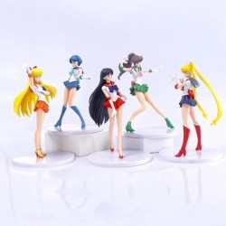 5db-szett Sailor Moon Anime figura Mizuno Ami Tsukino Usagi Hino Rei Aino Minako akciófigura Modell Kawaii babajátékok Ajándék