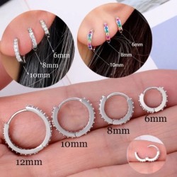 1 pár rozsdamentes acél minimális karikás fülbevaló kristály cirkónia kis Huggie vékony porcos fülbevaló Helix Tragus piercing é